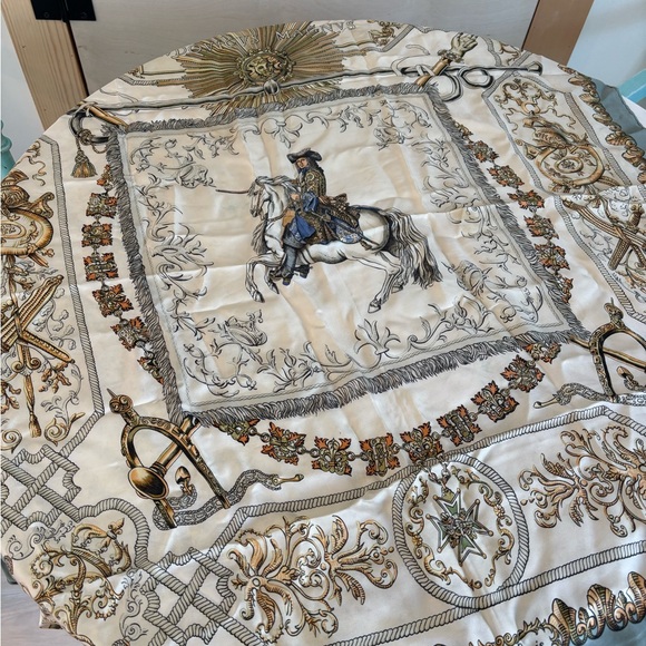 Hermes Scarf in Blue and Gold - Picture 2 of 4